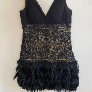 Sue Wong Feather Cocktail Dress